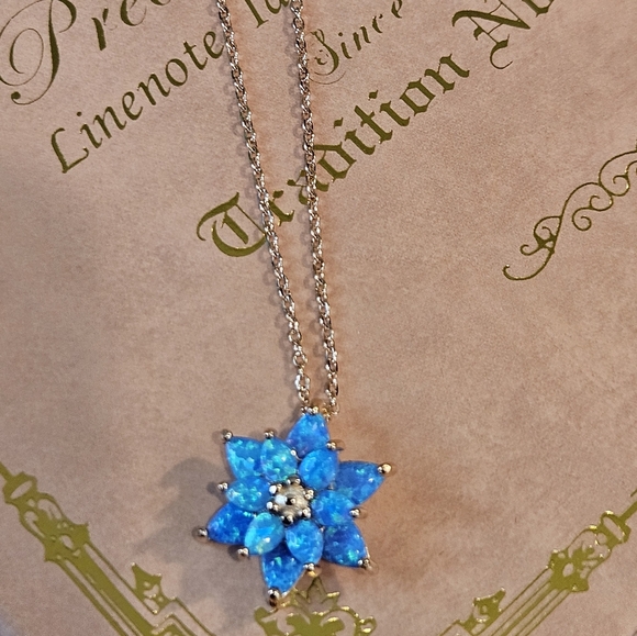 Sterling 925 Silver Lotus Necklace - Colorful Opal Inlaid, Exquisite - Picture 5 of 9